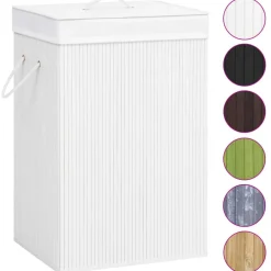 vidaXL Productos Del Hogar-Cesto de la ropa sucia de bambú 2 secciones 72 l