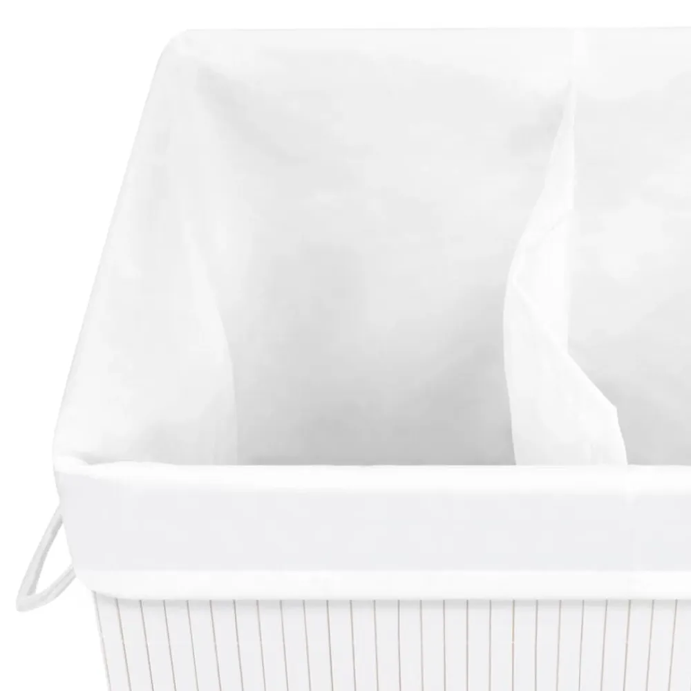 vidaXL Productos Del Hogar-Cesto de la ropa sucia de bambú 2 secciones 72 l