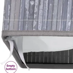 vidaXL Cesto de la ropa sucia de bambú 2 secciones 72 l Gris Sale