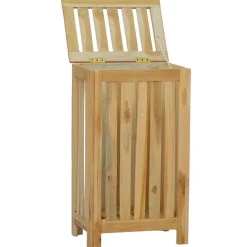 vidaXL Productos Del Hogar-Cesto de la ropa sucia madera maciza de teca 35x25x60 cm