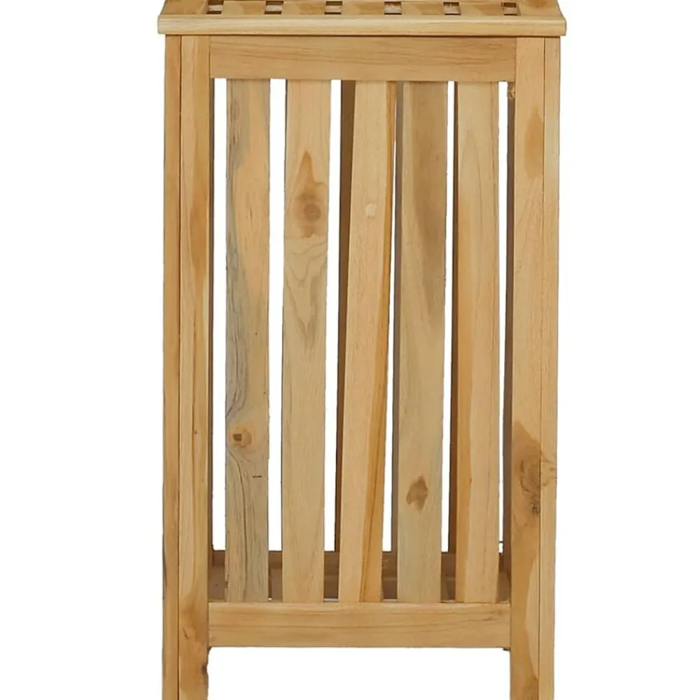 vidaXL Productos Del Hogar-Cesto de la ropa sucia madera maciza de teca 35x25x60 cm