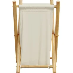 vidaXL Productos Del Hogar-Cesto de la ropa sucia de bambú blanco crema 41,5x36x63,5 cm