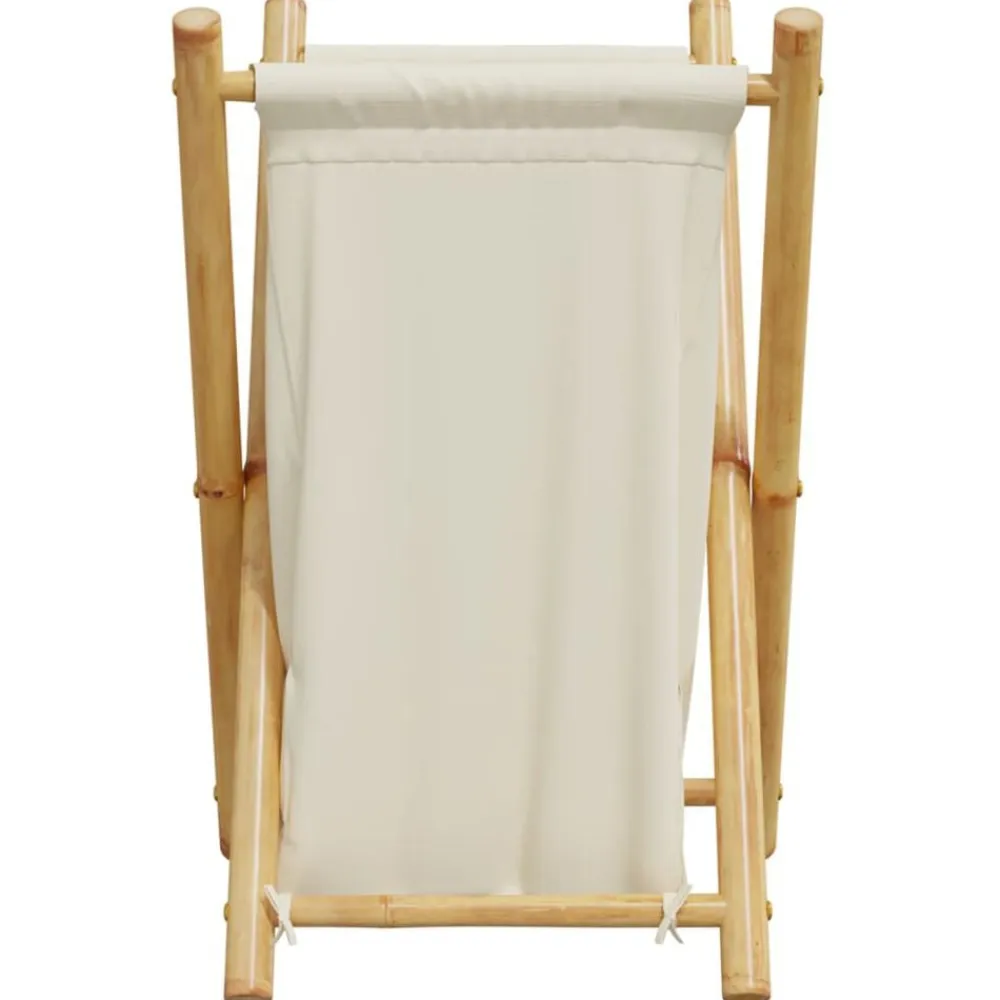 vidaXL Productos Del Hogar-Cesto de la ropa sucia de bambú blanco crema 41,5x36x63,5 cm