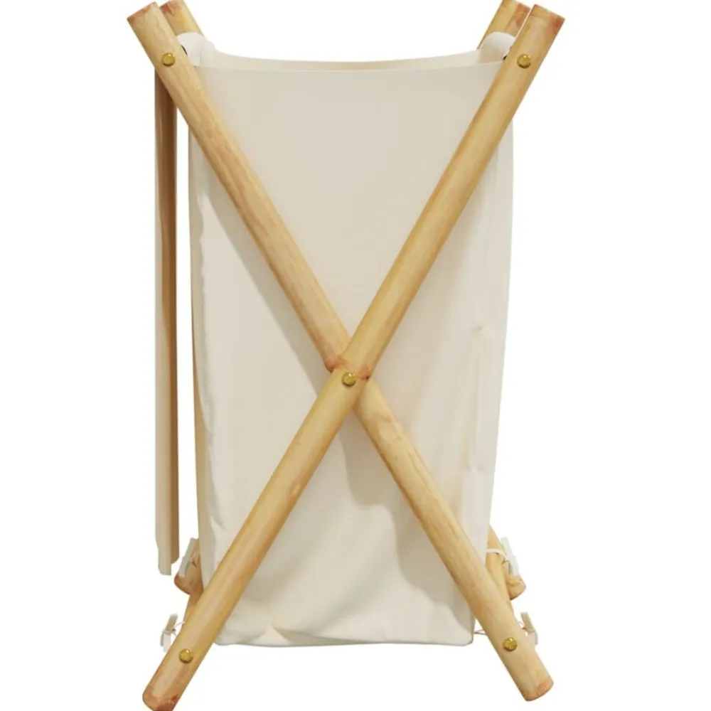 vidaXL Productos Del Hogar-Cesto de la ropa sucia de bambú blanco crema 41,5x36x63,5 cm