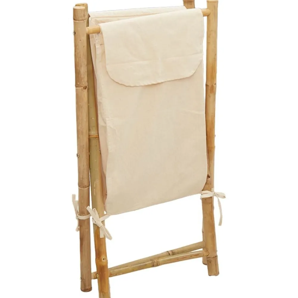vidaXL Productos Del Hogar-Cesto de la ropa sucia de bambú blanco crema 41,5x36x63,5 cm