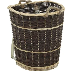 vidaXL Accesorios Para Hornos De Leña Y Chimeneas-Cesto de leña con correas transporte sauce natural 44,5x37x50cm