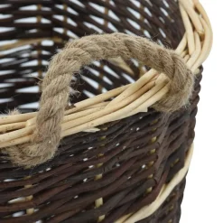 vidaXL Accesorios Para Hornos De Leña Y Chimeneas-Cesto de leña con correas transporte sauce natural 44,5x37x50cm