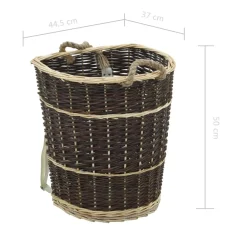 vidaXL Accesorios Para Hornos De Leña Y Chimeneas-Cesto de leña con correas transporte sauce natural 44,5x37x50cm