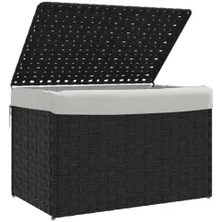 vidaXL Cesto de ropa sucia con tapa ratán sintético 55,5x35x34cm Negro Sale