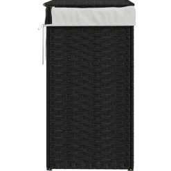vidaXL Cesto de ropa sucia con tapa ratán sintético 46x33x60 cm Negro Outlet