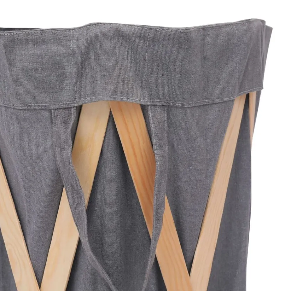 vidaXL Productos Del Hogar-Cesto para colada plegable madera y tela