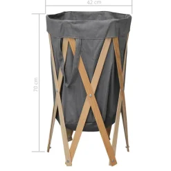 vidaXL Productos Del Hogar-Cesto para colada plegable madera y tela
