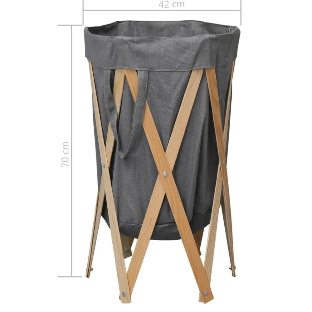 vidaXL Productos Del Hogar-Cesto para colada plegable madera y tela