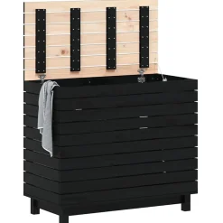 vidaXL Cesto para la ropa sucia madera maciza de pino 88,5x44x76 cm Negro Best