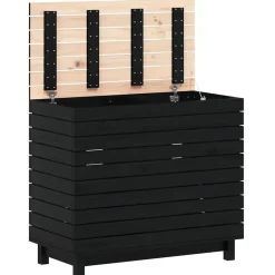 vidaXL Cesto para la ropa sucia madera maciza de pino 88,5x44x76 cm Negro Best