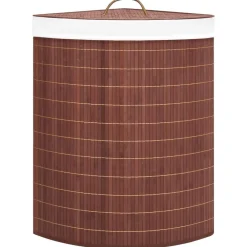 vidaXL Cesto para la ropa sucia de esquina bambú marrón 60 L Marrón oscuro Clearance