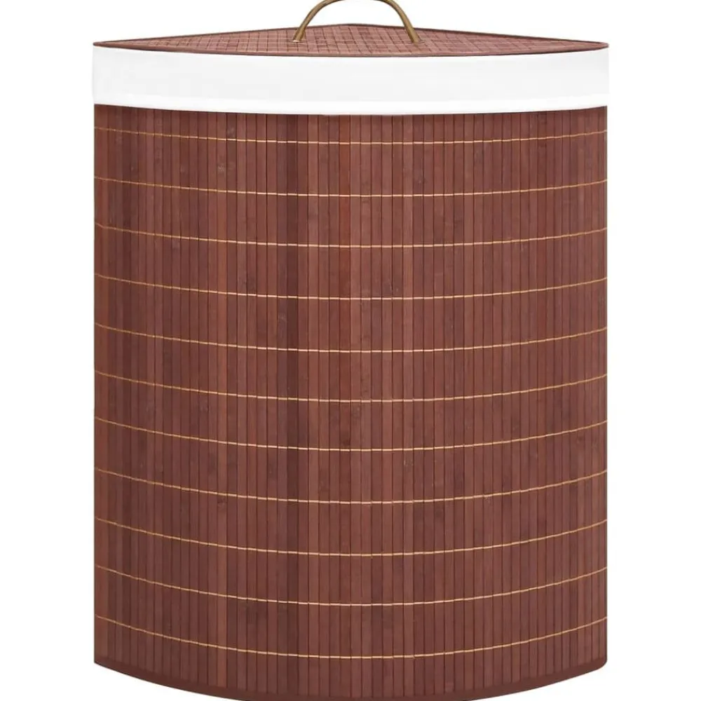 vidaXL Cesto para la ropa sucia de esquina bambú marrón 60 L Marrón oscuro Clearance