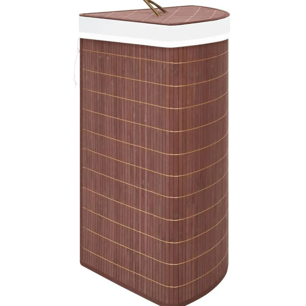 vidaXL Cesto para la ropa sucia de esquina bambú marrón 60 L Marrón oscuro Clearance