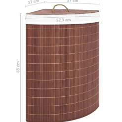 vidaXL Cesto para la ropa sucia de esquina bambú marrón 60 L Marrón oscuro Clearance