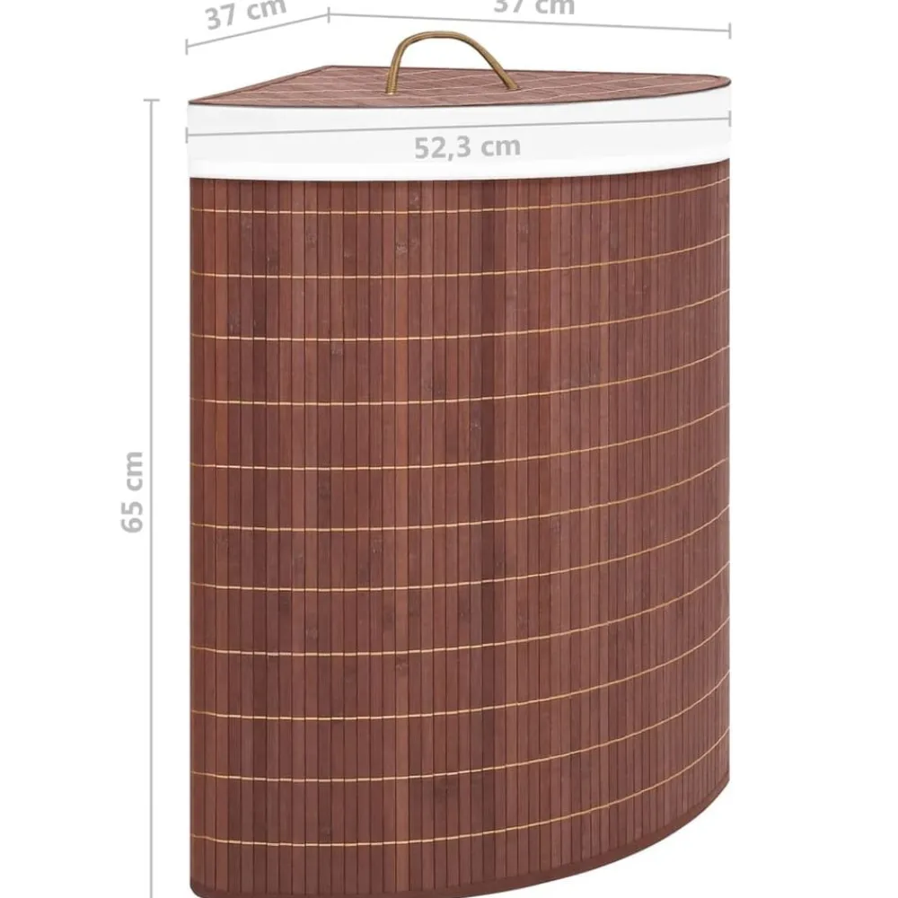 vidaXL Cesto para la ropa sucia de esquina bambú marrón 60 L Marrón oscuro Clearance