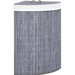 vidaXL Productos Del Hogar-Cesto para la ropa sucia de esquina bambú 60 L
