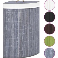 vidaXL Productos Del Hogar-Cesto para la ropa sucia de esquina bambú 60 L