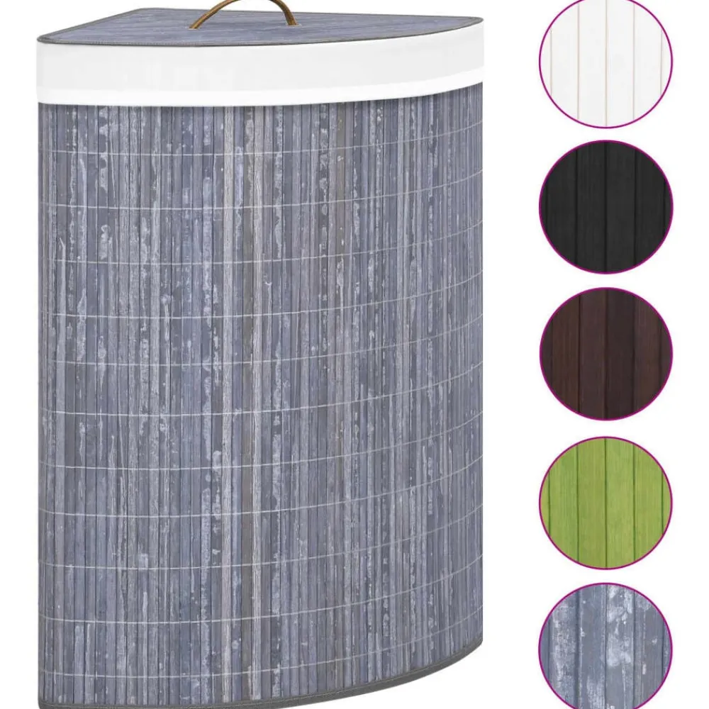 vidaXL Productos Del Hogar-Cesto para la ropa sucia de esquina bambú 60 L
