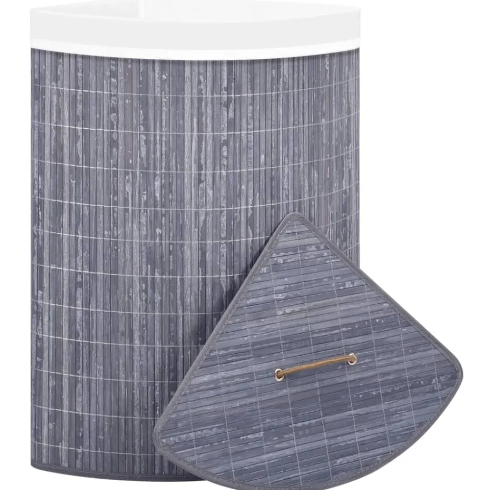 vidaXL Productos Del Hogar-Cesto para la ropa sucia de esquina bambú 60 L