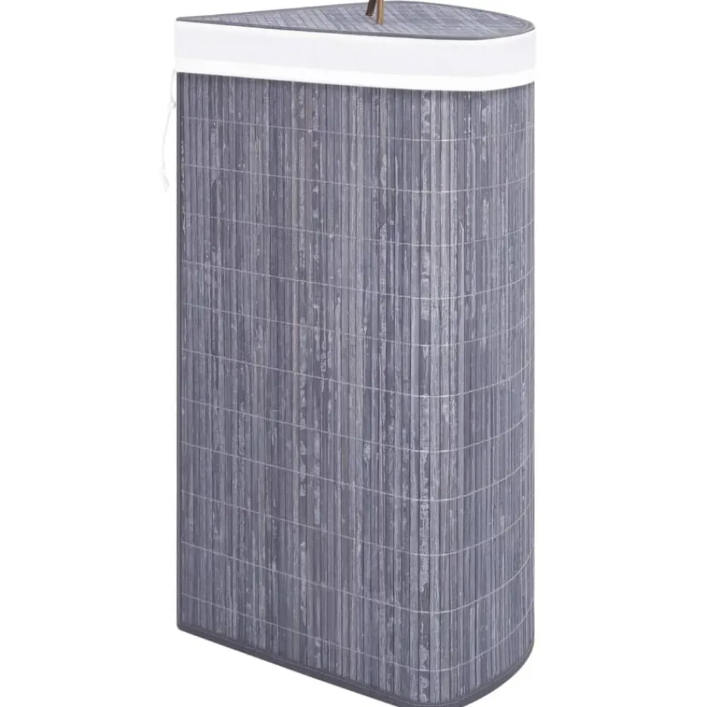 vidaXL Productos Del Hogar-Cesto para la ropa sucia de esquina bambú 60 L