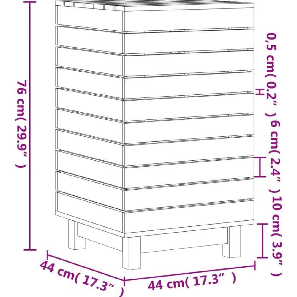 vidaXL Productos Del Hogar-Cesto para la ropa sucia madera maciza pino 44x44x76 cm