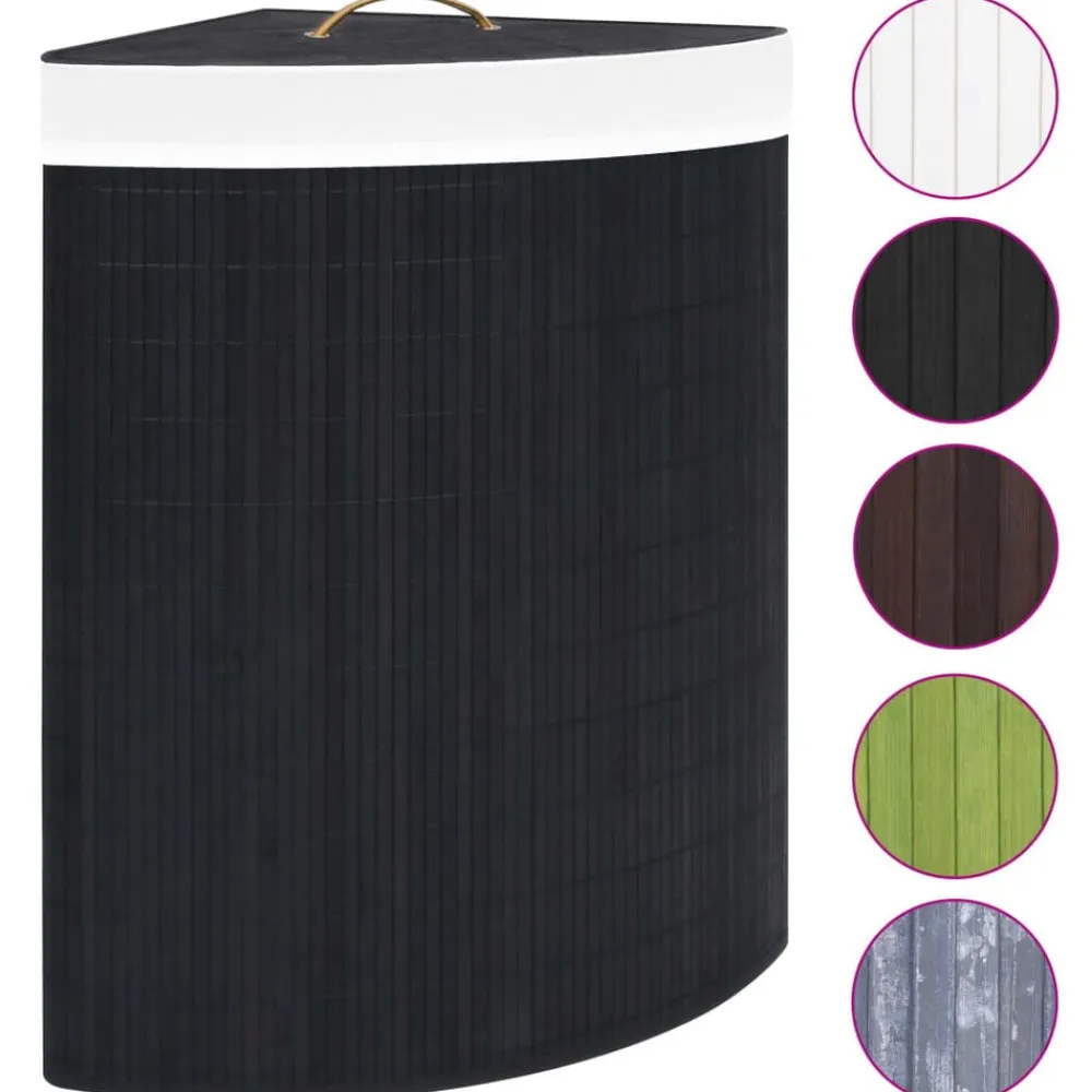 vidaXL Productos Del Hogar-Cesto para la ropa sucia de esquina bambú 60 L