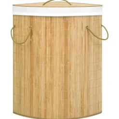 vidaXL Productos Del Hogar-Cesto para la ropa sucia de esquina bambú 60 L