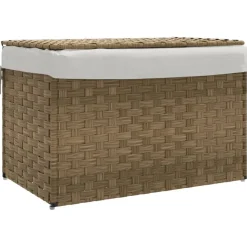 vidaXL Cesto para la ropa sucia con tapa ratán sintético 55,5x35x34 cm Marr&oacute;n Discount