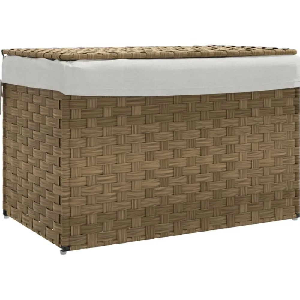 vidaXL Cesto para la ropa sucia con tapa ratán sintético 55,5x35x34 cm Marrón Discount
