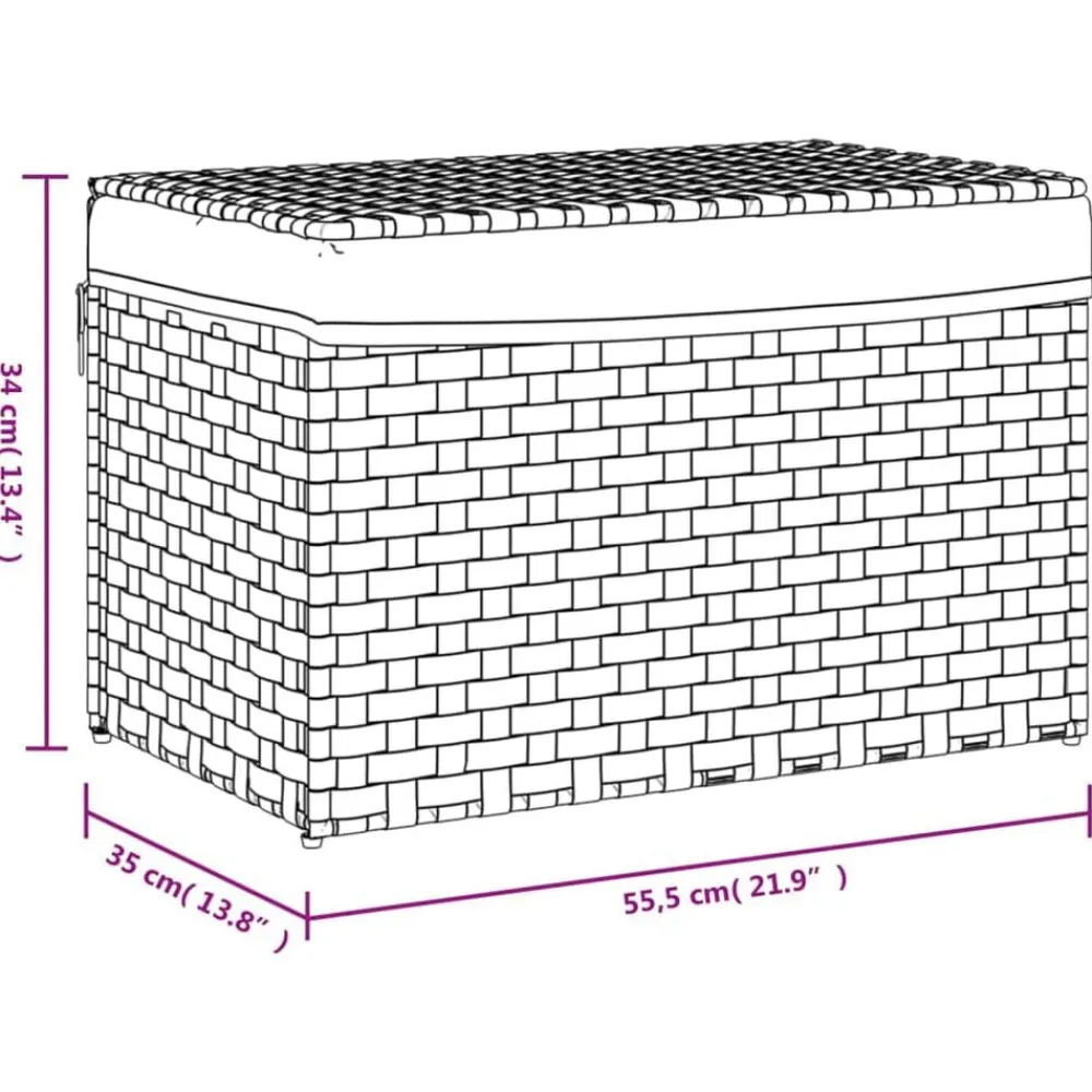 vidaXL Cesto para la ropa sucia con tapa ratán sintético 55,5x35x34 cm Marrón Discount