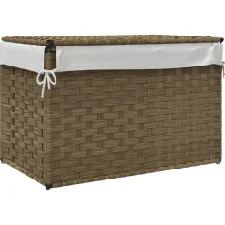 vidaXL Cesto para la ropa sucia con tapa ratán sintético 55,5x35x34 cm Marrón Discount