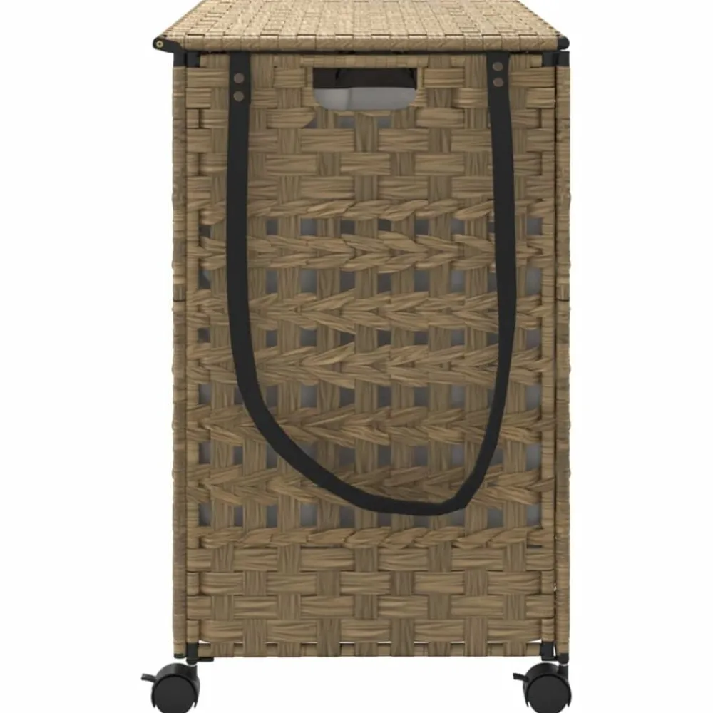 vidaXL Productos Del Hogar-Cesto para ropa sucia con ruedas ratán 66x35x60 cm