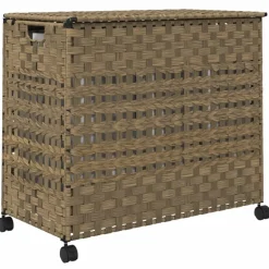 vidaXL Productos Del Hogar-Cesto para ropa sucia con ruedas ratán 66x35x60 cm