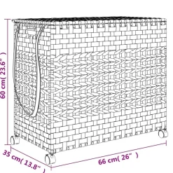 vidaXL Productos Del Hogar-Cesto para ropa sucia con ruedas ratán 66x35x60 cm