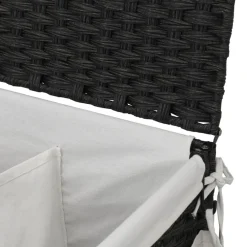 vidaXL Cesto para ropa sucia con ruedas ratán 60x35x60,5 cm Negro Hot