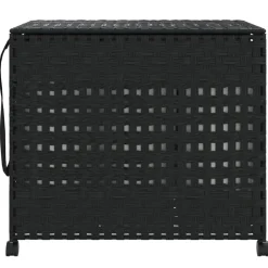 vidaXL Cesto para ropa sucia con ruedas ratán 66x35x60 cm Negro Sale