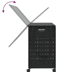 vidaXL Cesto para ropa sucia con ruedas ratán 66x35x60 cm Negro Sale