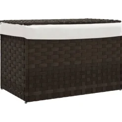 vidaXL Cesto para ropa sucia con tapa ratán marrón oscuro 55,5x35x34cm Marr&oacute;n oscuro Best