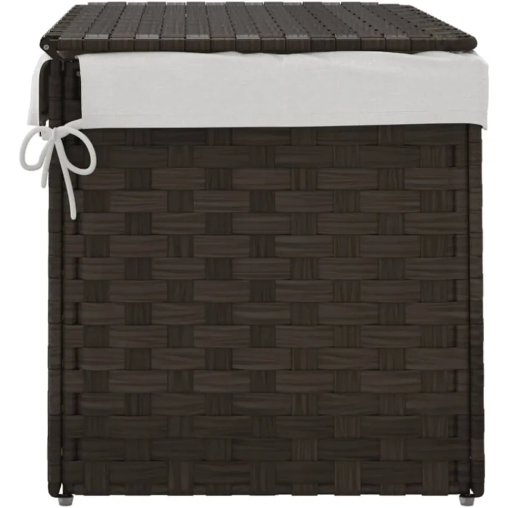 vidaXL Cesto para ropa sucia con tapa ratán marrón oscuro 55,5x35x34cm Marrón oscuro Best