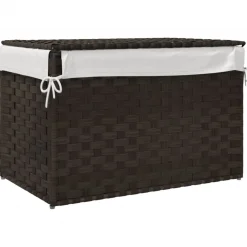 vidaXL Cesto para ropa sucia con tapa ratán marrón oscuro 55,5x35x34cm Marrón oscuro Best