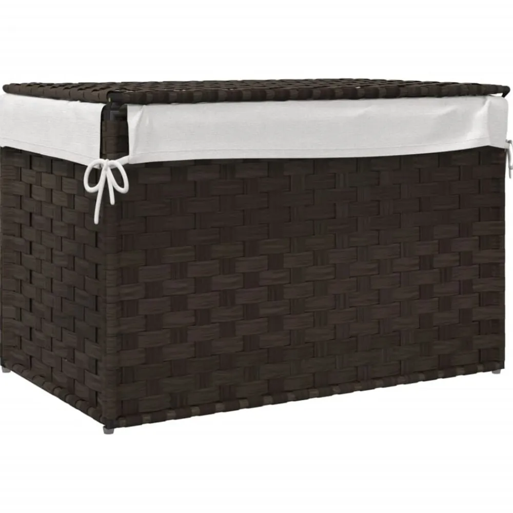 vidaXL Cesto para ropa sucia con tapa ratán marrón oscuro 55,5x35x34cm Marrón oscuro Best