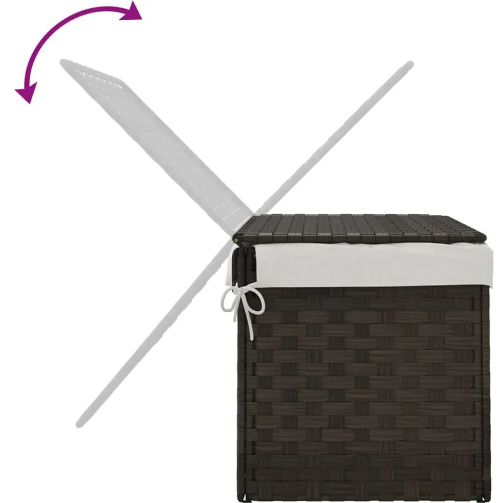 vidaXL Cesto para ropa sucia con tapa ratán marrón oscuro 55,5x35x34cm Marrón oscuro Best