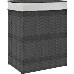 vidaXL Productos Del Hogar-Cesto para ropa sucia con tapa ratán sintético 46x33x60 cm