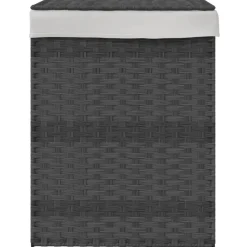 vidaXL Productos Del Hogar-Cesto para ropa sucia con tapa ratán sintético 46x33x60 cm