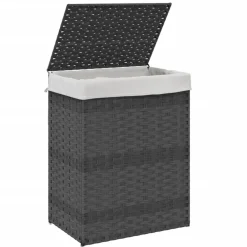 vidaXL Productos Del Hogar-Cesto para ropa sucia con tapa ratán sintético 46x33x60 cm
